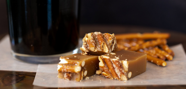 beer + pretzel caramels - MARCH SEASONAL CARAMEL!